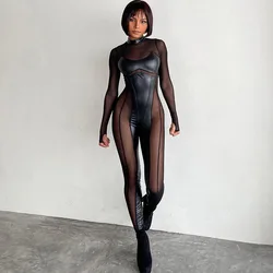 Cat Woman Agents Combat Uniform Tight Jumpsuit Cosplay Women Anime Movies Assassin Mesh Hollow Bodysuit Clothes Costume