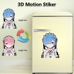 Rem Re Zero 3D Motion Stickers Self-adhesive Cartoon Peeker Decals for Car,Laptop,Motorcycles,Etc.Home Accessories Waterproof