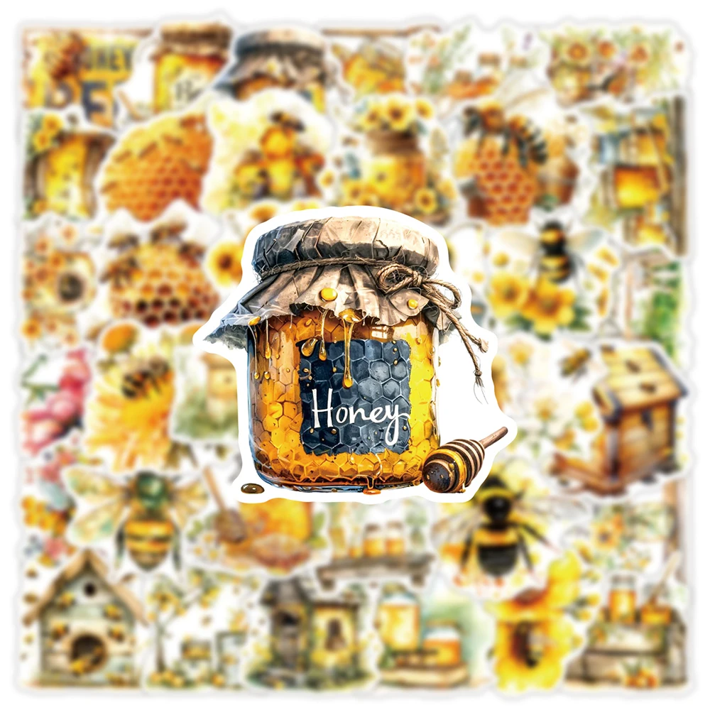 10/30/50PCS น่ารัก Bee การ์ตูนสติกเกอร์น้ําผึ้ง Honeypot Decals กันน้ํา DIY กระเป๋าเดินทางเครื่องเขียน Kawaii Graffiti สติกเกอร์ของขวัญ