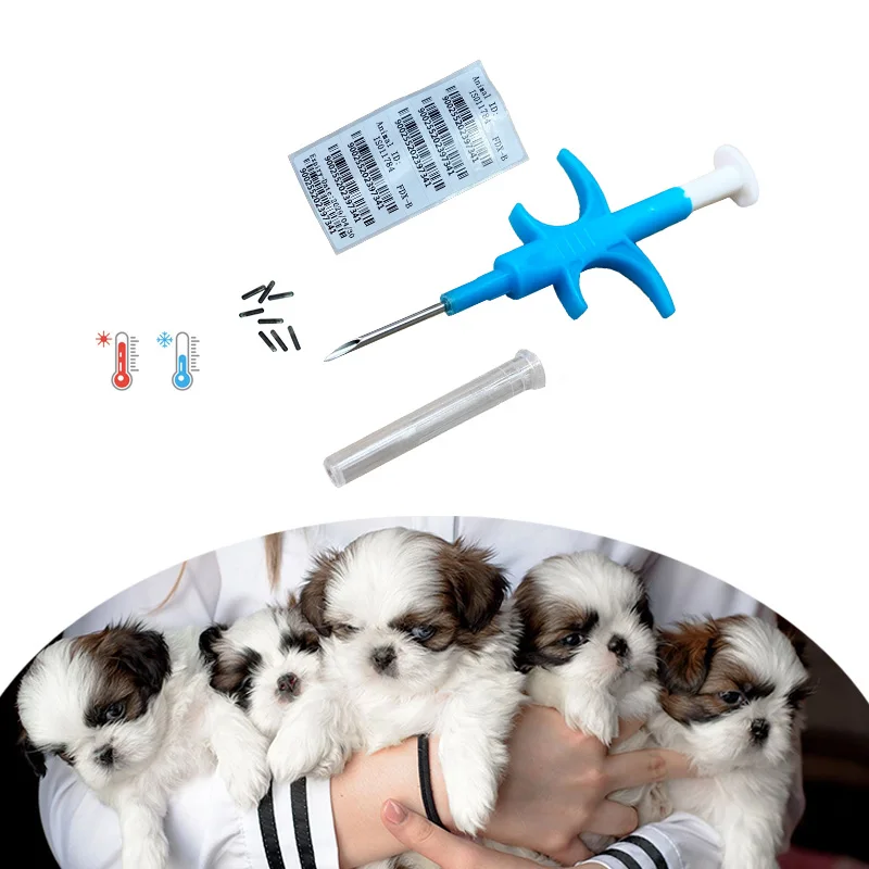 1.4x8mm thermo microchip with syringe RFID 134.2Khz ICAR FDX-B standard for pet animal ID and health monitoring simultaneously