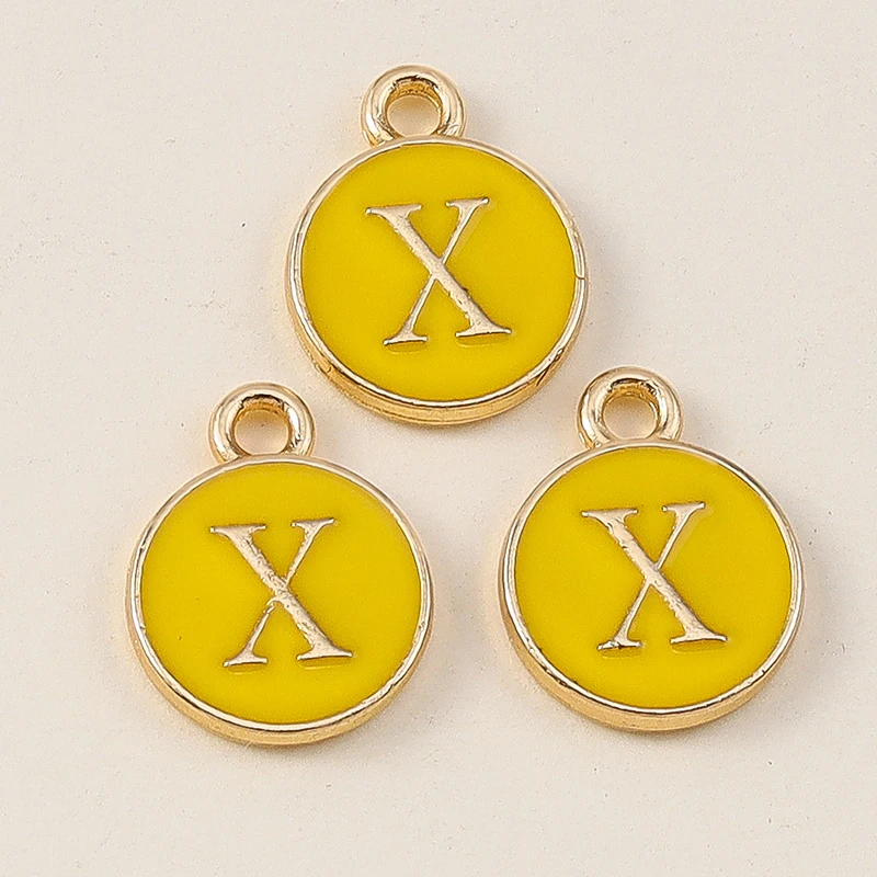 20 Stück 11x14mm Niedliche Gelbe Emaille-Alphabet-Anhänger mit 26 Buchstaben A-Z für Schmuckherstellung, DIY-Halsketten, Ohrringe und Accessoires ﻿ – Detail 26
