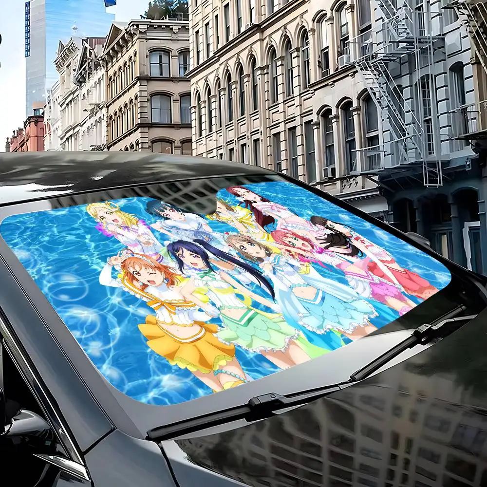 الحب لايف صن شاين أنيمي سيارة ظلة سيارة ظلة يغطي غطاء الزجاج الأمامي العالمي للطي قناع