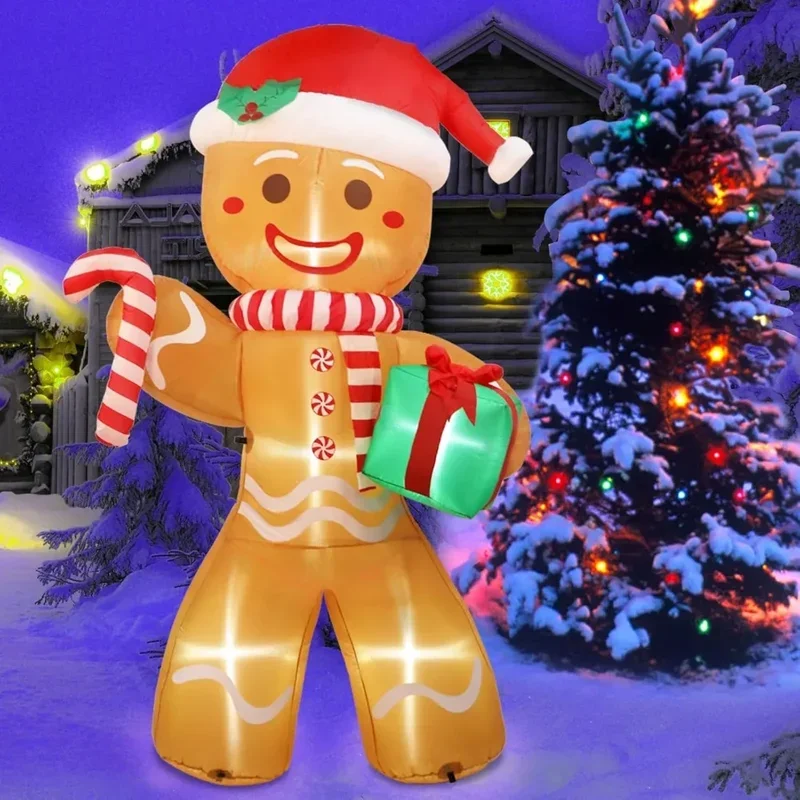 New 8ft Christmas Inflatables Outdoor Decorations Gingerbread Man Giant Inflatable Christmas Yard Decorations Blow Up Christmas