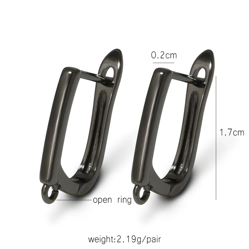 YANASI 1 ペアガンブラック真鍮イヤリングフック DI - Women'S Ear Accessories のレビューと価格