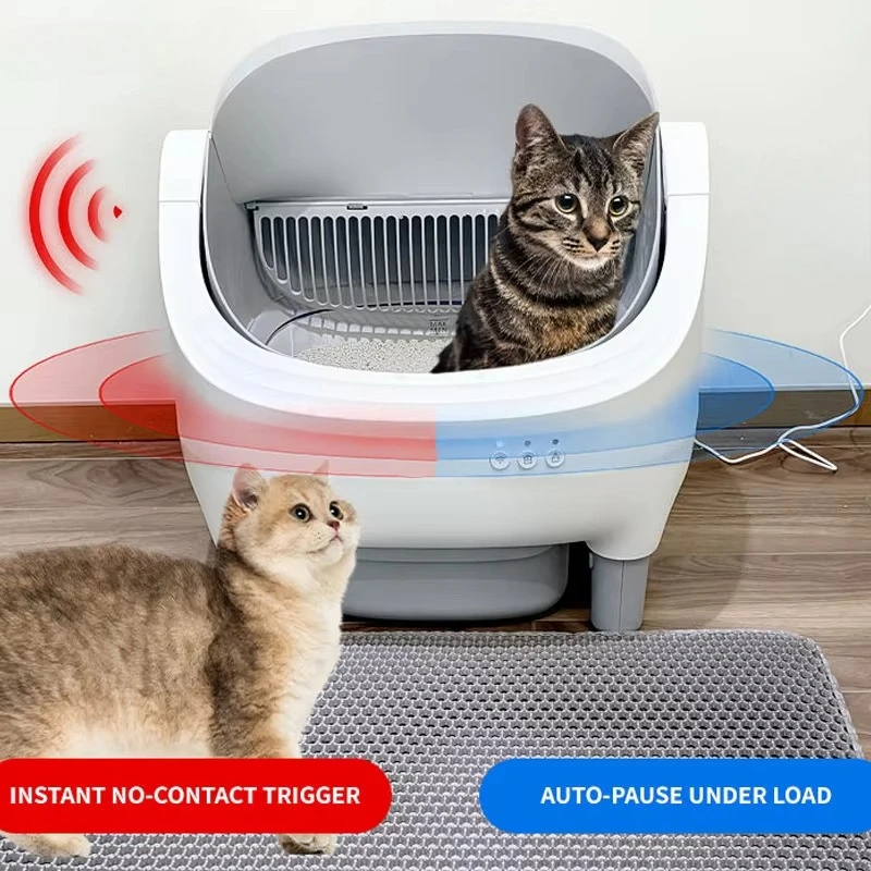 Self Cleaning Litter Box WiFi Connected Auto Sensing Safety Smart Cat Litter Box with Open Top Design
