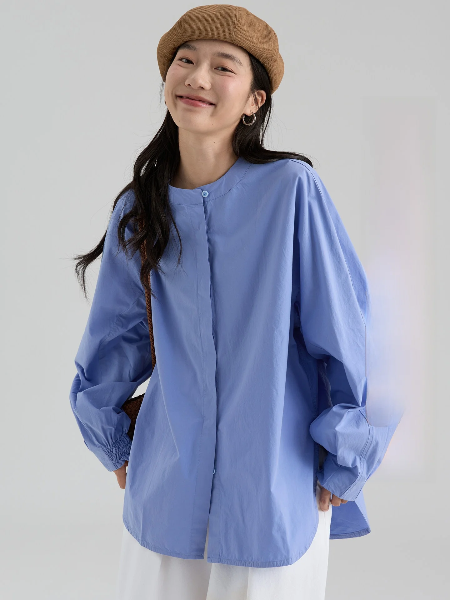

Drawwind Spring Long Sleeve Cotton Casual Shirt Women Loose round Neck Korean Style New 2026 Full Cotton Comfortable Blouse
