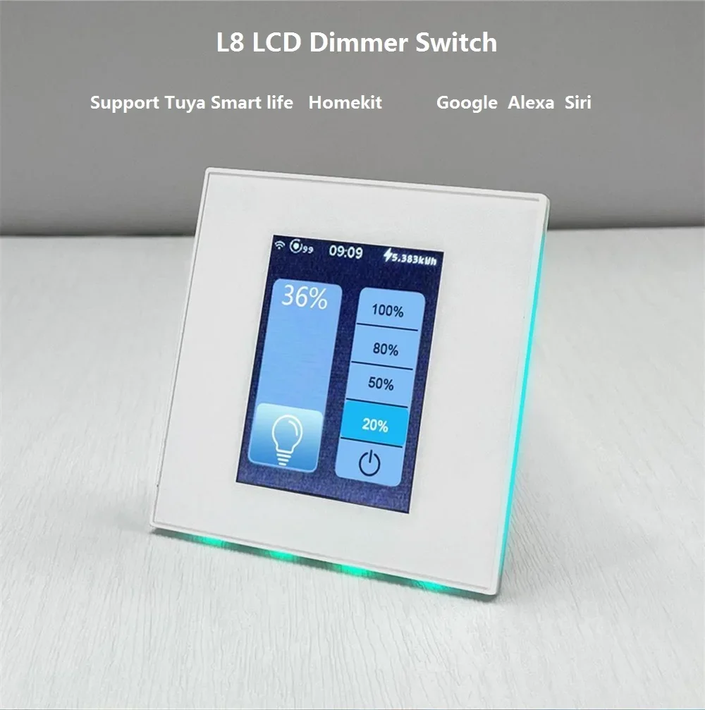 

Smart Switch Dimmer Switch L8 LCD Touch Panel Switch WiFi Support Voice Control GOOGLE HOME Alexa Siri Homekit