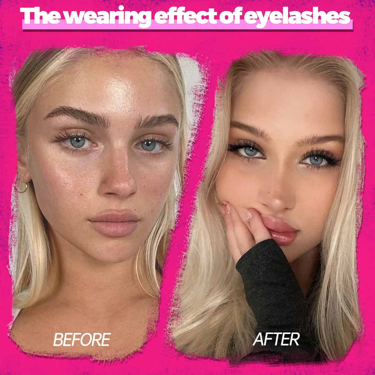 GROINNEYA Fluffy Lashes 5 Pairs D Curl 3D Mink False Eyelashes Thick Volume Russian Strip Lashes Mink Lashes Faux Natural Fake L