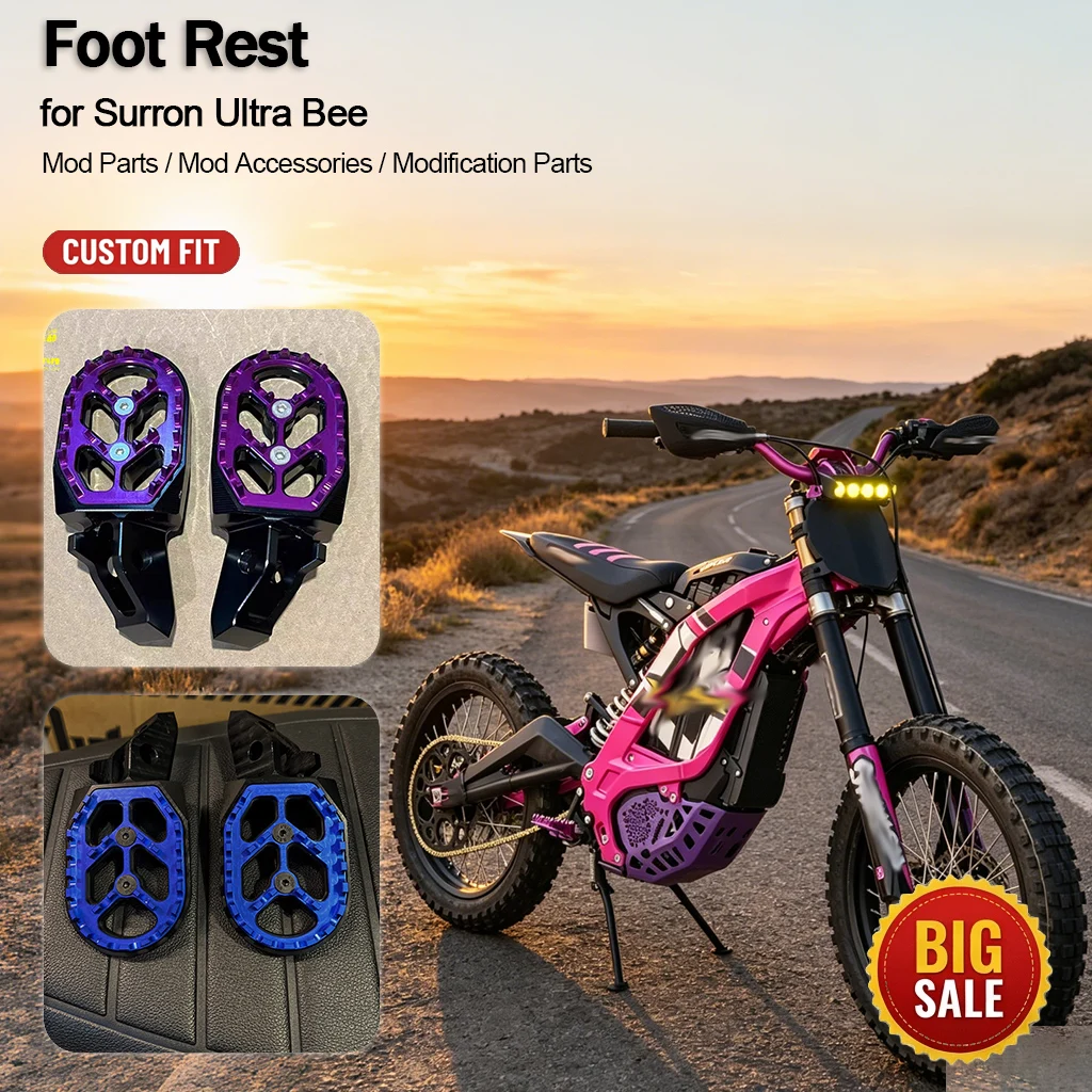 Wide Full Palm Aluminum Foot Pegs Multi Color Modification Accessories for Surron Ultra Bee Off-Road E Motorcycle