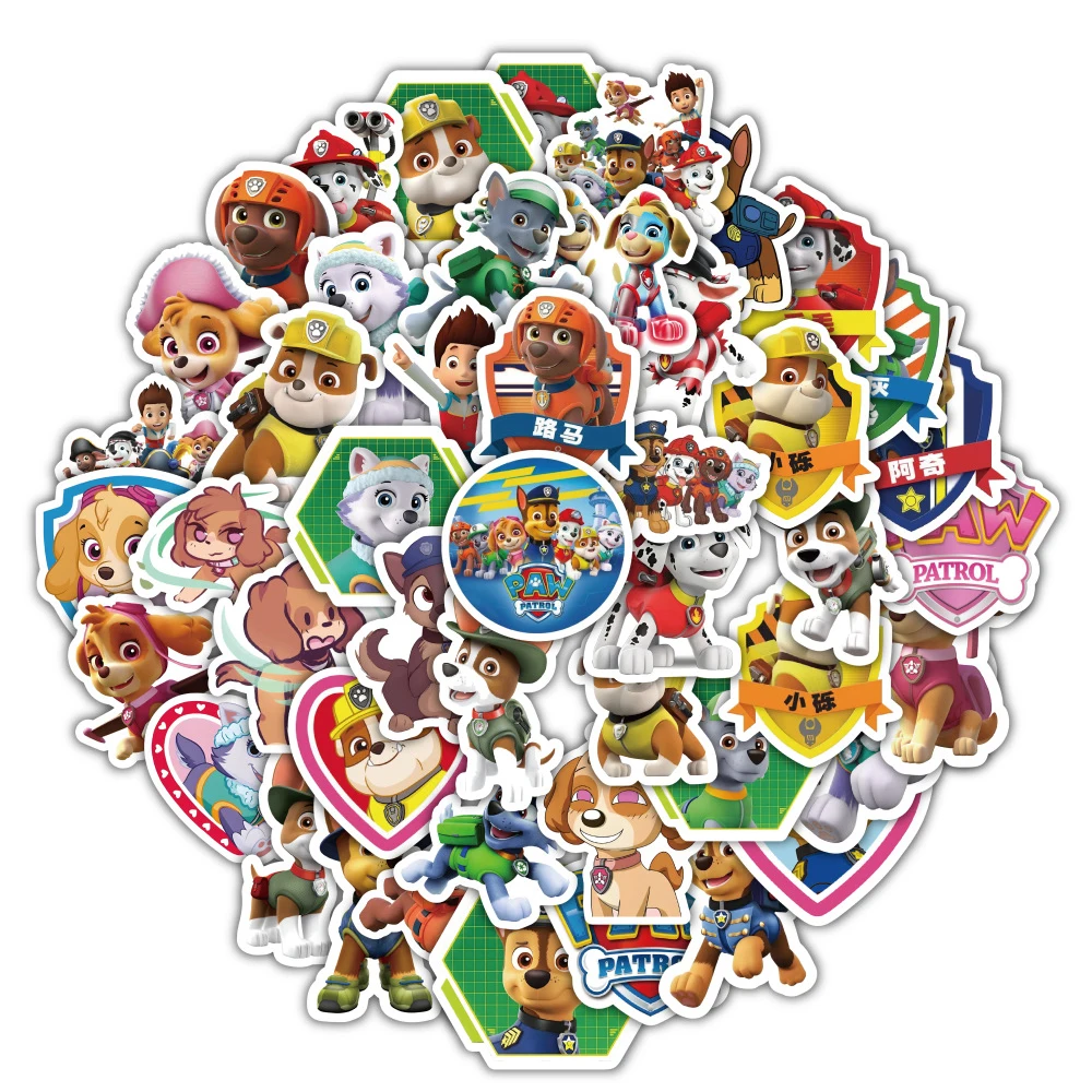 10/30/60pcs Cool Cute Anime PAW Patrol Stickers Cartoon decalcomanie fai da te Scrapbook Laptop Phone Case decorazione Sticker per bambini giocattoli