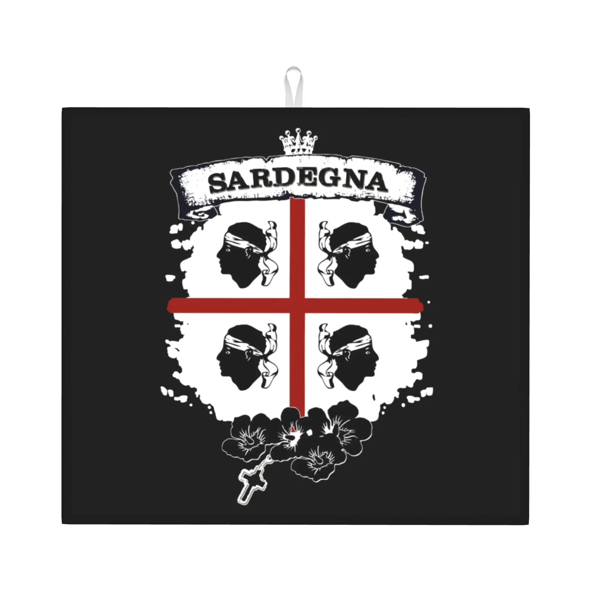 Sardinia Flag Four Moors Non Slip Kitchen Counter Protector Mat Barware Tableware Italy Sardegna Coat of Arms Mat For Kitchen