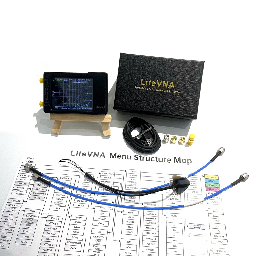 LiteVNA 6.3 GHz 4 Inch LCD Touch Screen Vector Network Analyzer USB Antenna Digital Tester Shortwave MF HF VHF UHF Display 50KHz