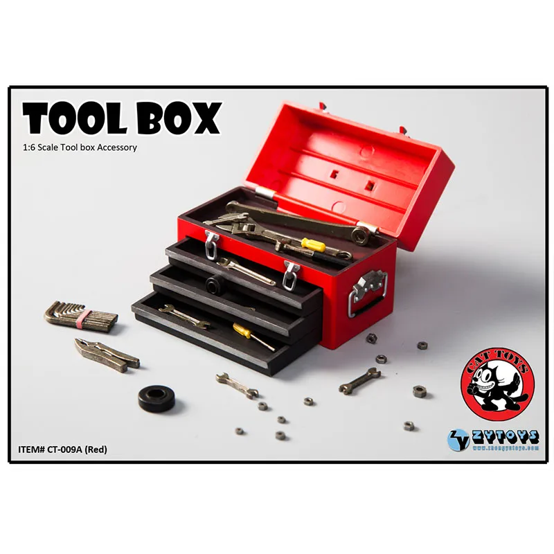 

CT009A1/6 Scale Tool box Red Toolbox Model Set Miniature for 12-inch Dolls Action Figures Collection Display Toy Accessories