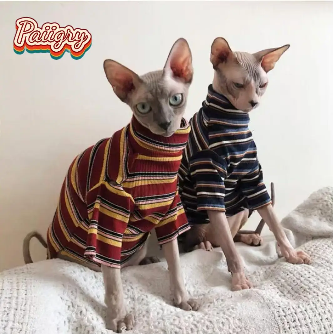 High Cold Retro Style Cat Pet T-Shirt, Trendy Fashion Short Sleeve, Hairless Cat Must-Have, Summer Pet Clothing