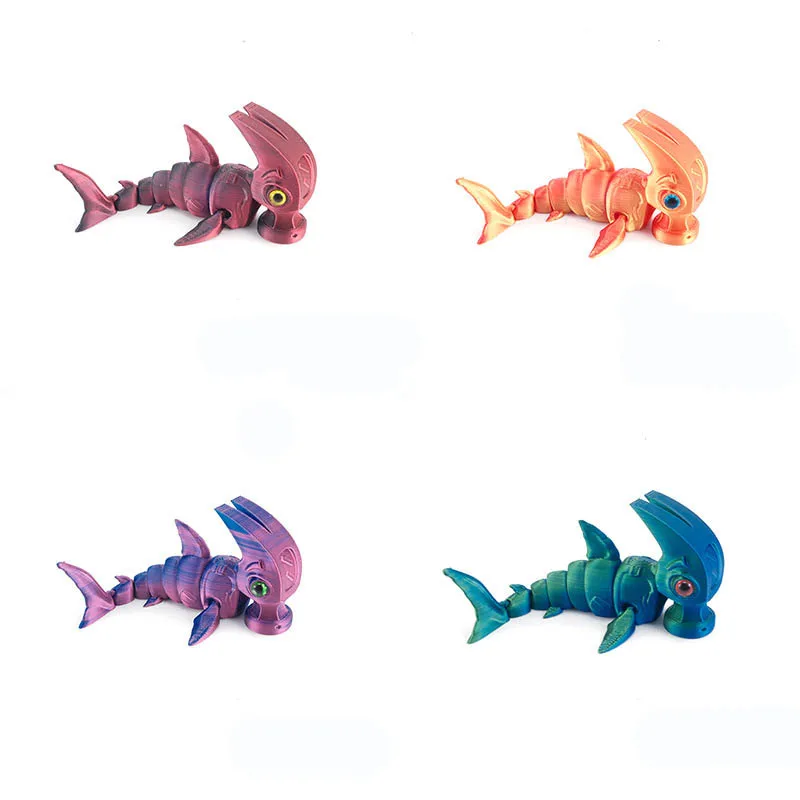 Jouets de Simulation d'animaux marins, impression 3D, tête de marteau, modèle de requin, articulations mobiles, yeux mignons réalistes, jouets cadeaux pour enfants