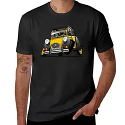 2CV caricature Charleston yellow T-Shirt blanks quick drying animal prinfor boys workout shirts for men