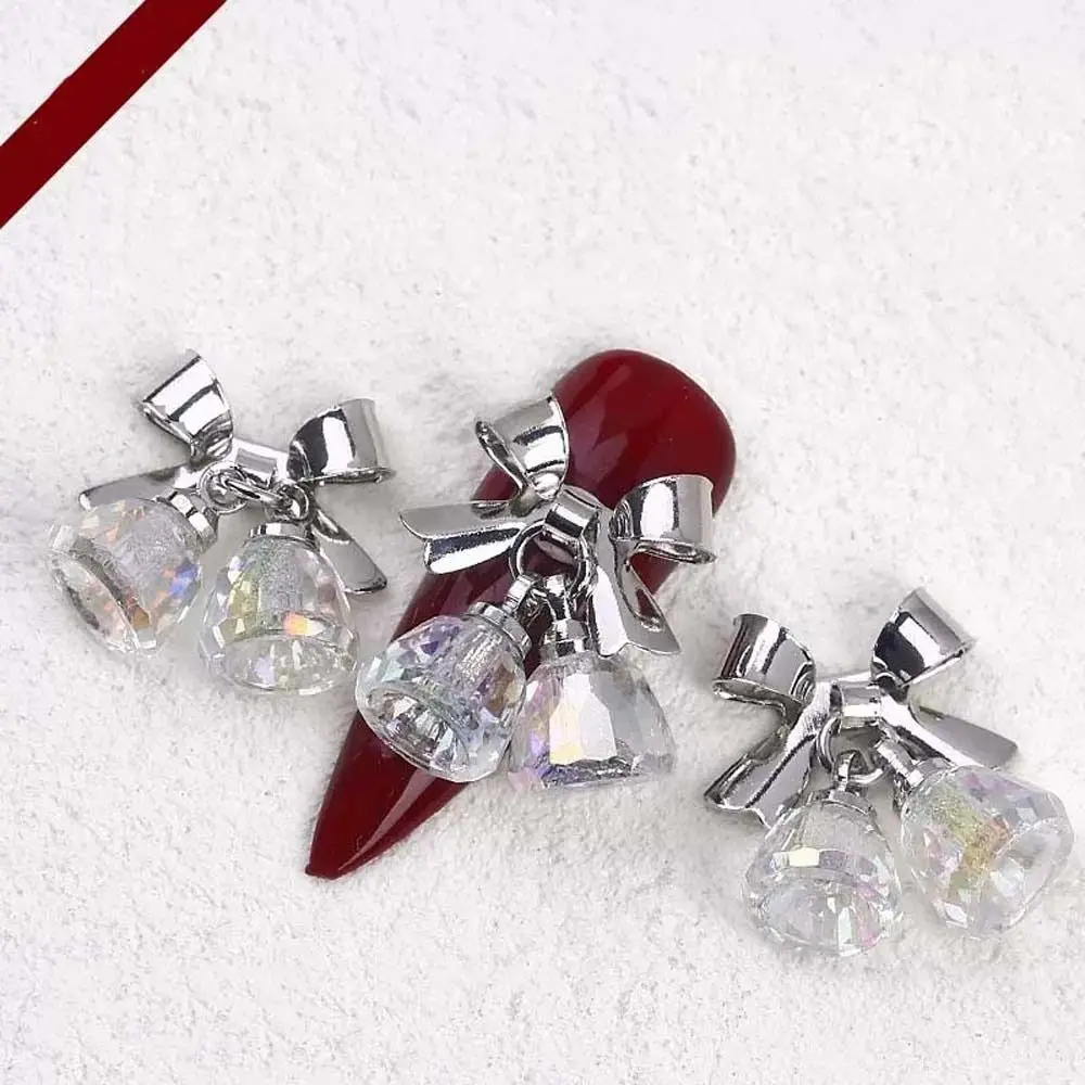 Bells Nail Ornament Manicure Accessories Bow Nail Rhinestones Christmas Nail Decorations 3D Nail Jewelry Christmas Nail Drills