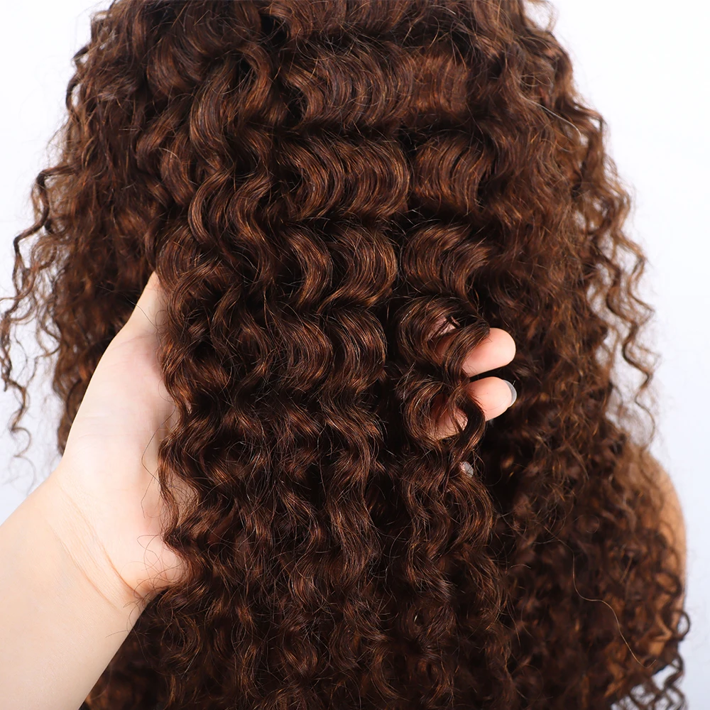 13x6 13x4 Deep Water Wave HD Lace Frontal Wig 220% Chocolate Brown Lace Front Human Hair Wigs Pre Plucked Colored Kinky Curly Wet And Wavy Wigs For Black Women