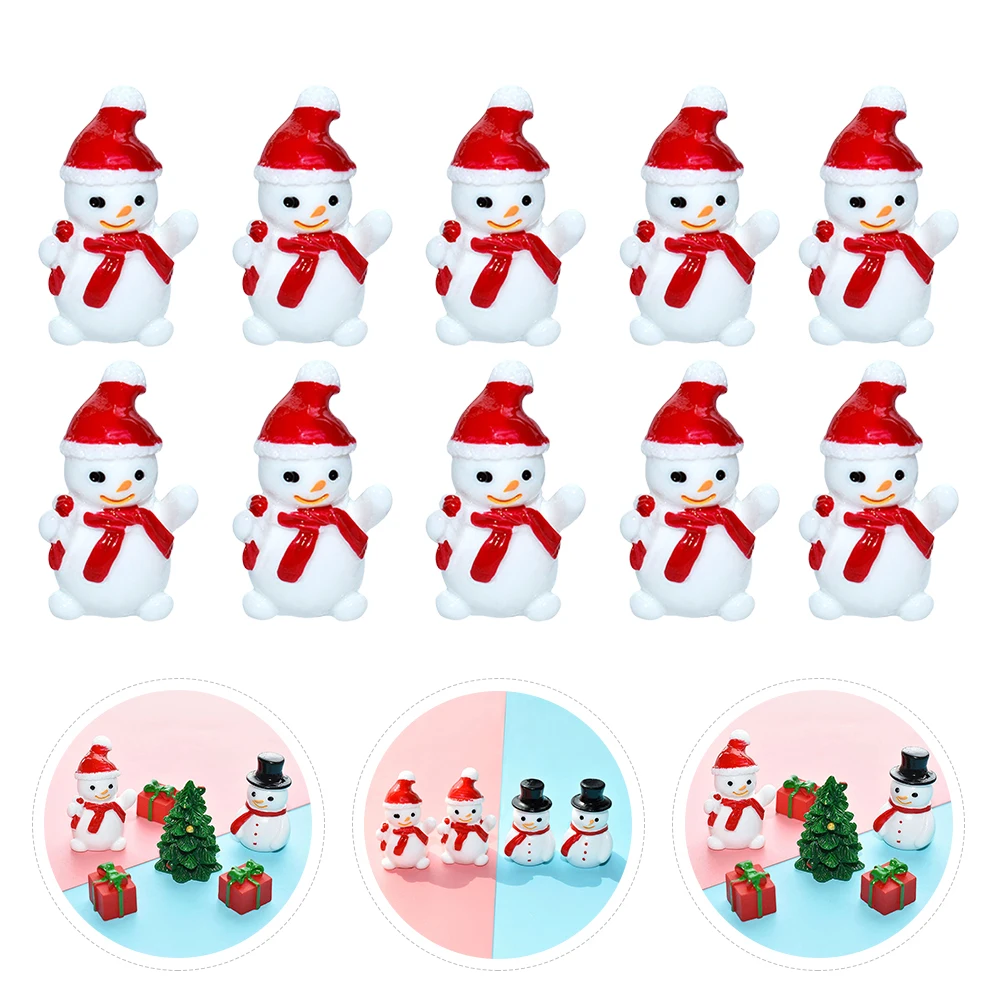 10pcs Small Resin Christmas Decoration Santa Claus Snowman Tree Landscape Model DIY Garden Figurines Home Globe Ornaments