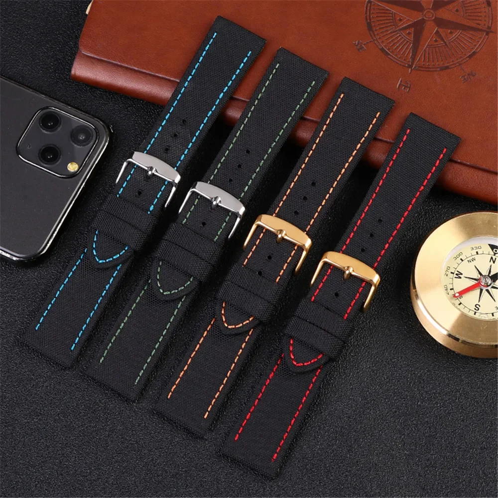 Canvas Nylon Watch Band Men Diving Waterproof Universal Wrist Bracelet for Omega Seiko Citizen Tissot Strap 18mm 20mm 22mm 24mm