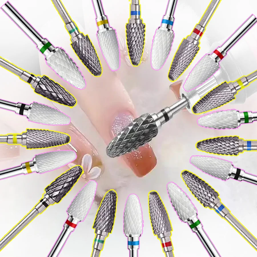 Jeu de forets à ongles en forme de maïs, forets à ongles en acier au tungstène pour façonner, polir, enlever les ongles en gel acrylique, 1.89/2 pouces