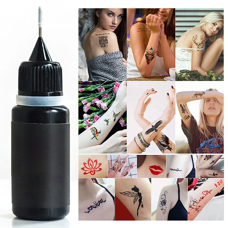 Pasta Líquida Tatuagem Temporária, Preto, Marrom, Vermelho, Cones de Henna, Adesivo Indiano, Pintura Corporal, 10ml