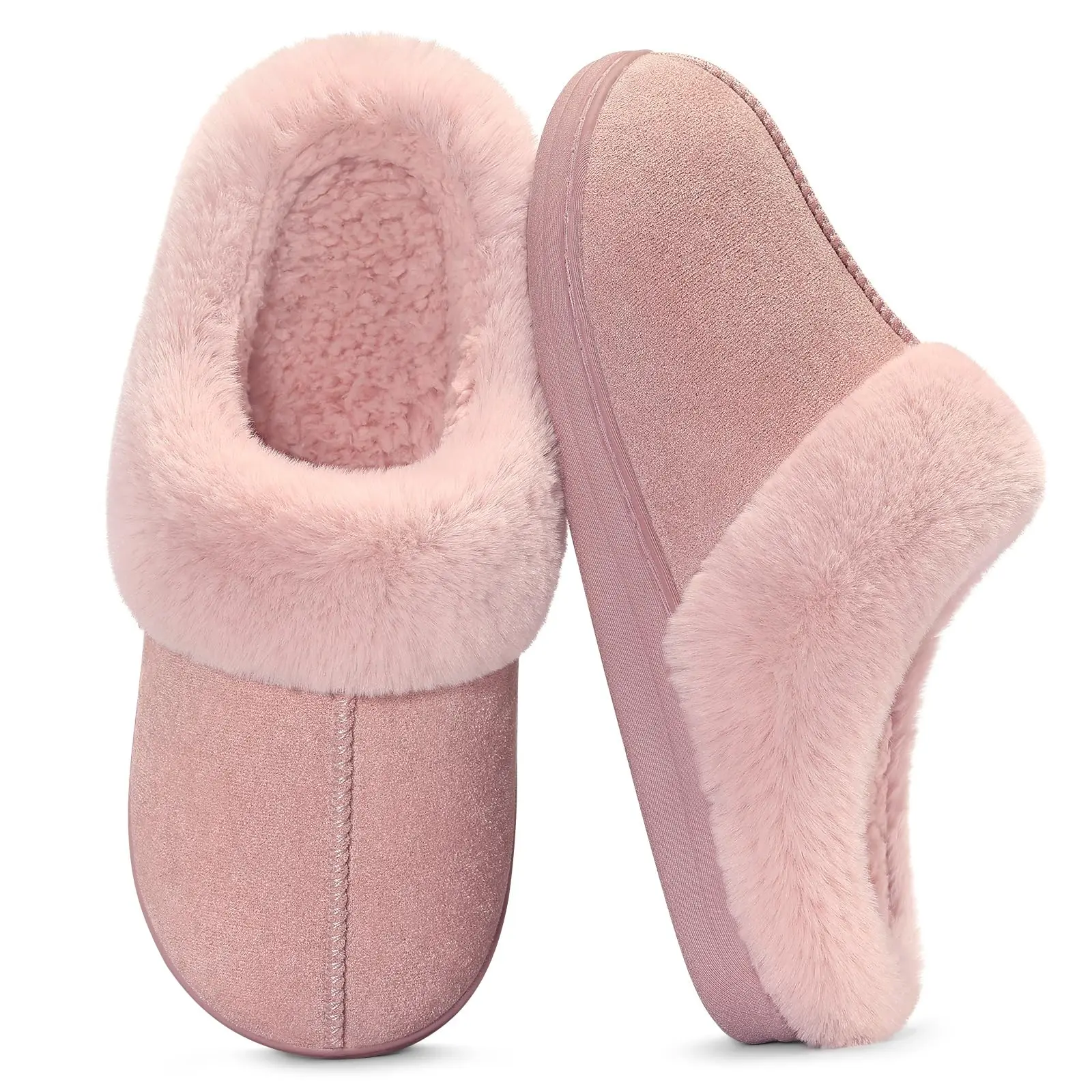 Shevalues Winter Flauschige Damen-Hausschuhe mit Kunstfell-Futter, Rutschfeste Memory-Schaum-Pantoffeln, Kuschelige Warme Baumwollschuhe – Detail 16