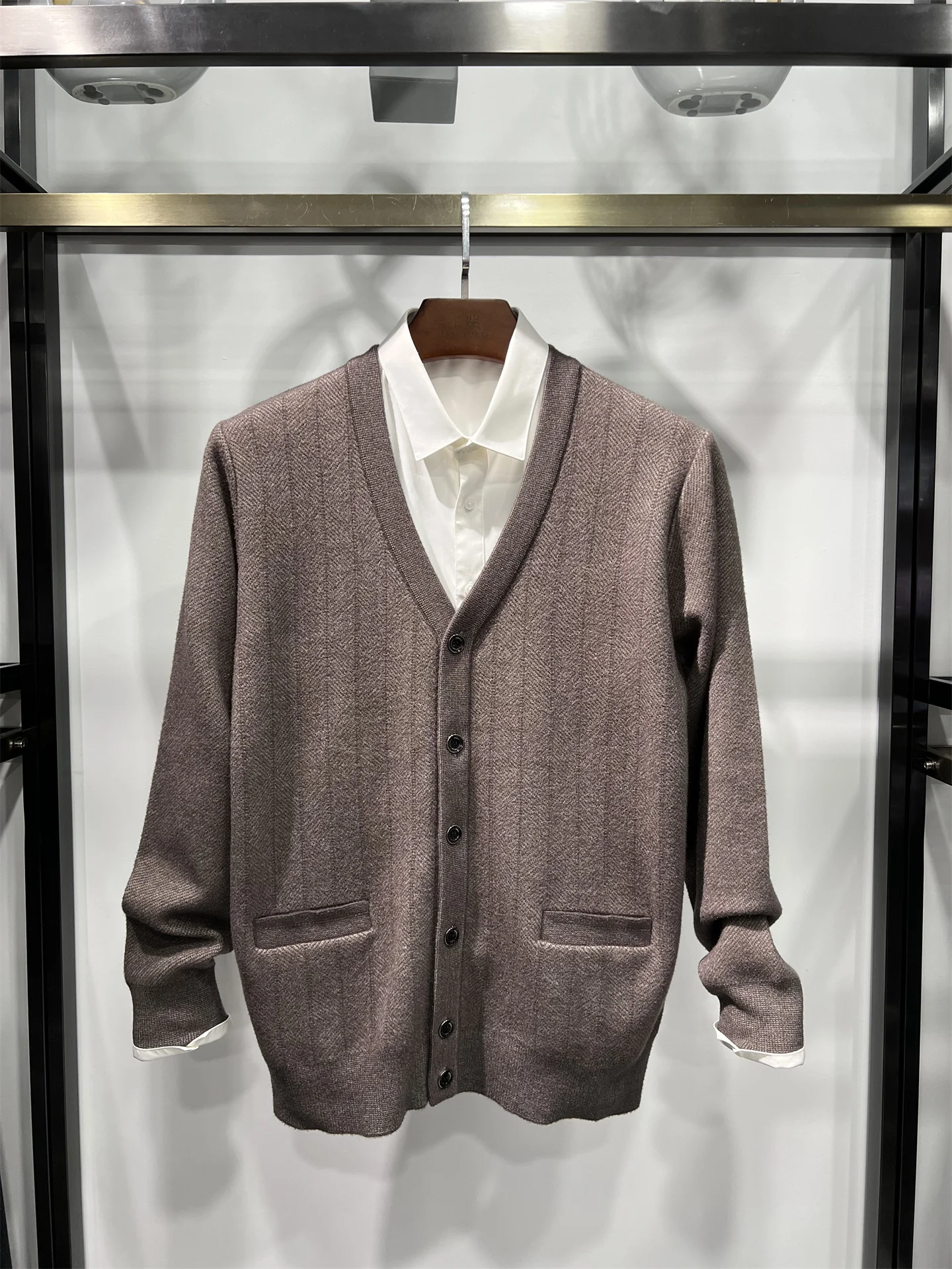 

Утепленный вязаный мужской кардиган с V-образным вырезом, теплая верхняя одежда для мужчин среднего и старшего возраста, зимний свитер-пальто