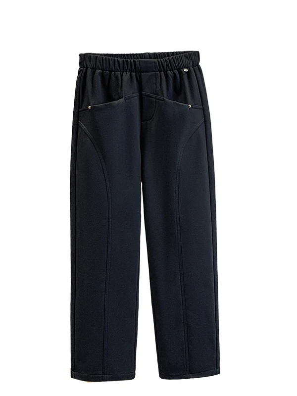 Inverno Thiened Fce Forrado Harlan Calças Casuais Femininas Plus Size Leggings Quentes Cintura Alta Calças de Corte Reto