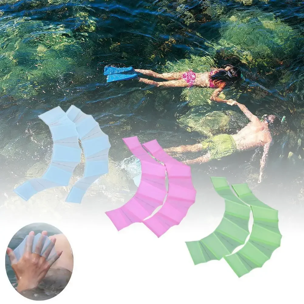 1 Pair Unisex Frog Type Silicone Girdles Swimming Hand Finger Fin Learning Pool Accessory Training Diving Gloves Swim Paddles