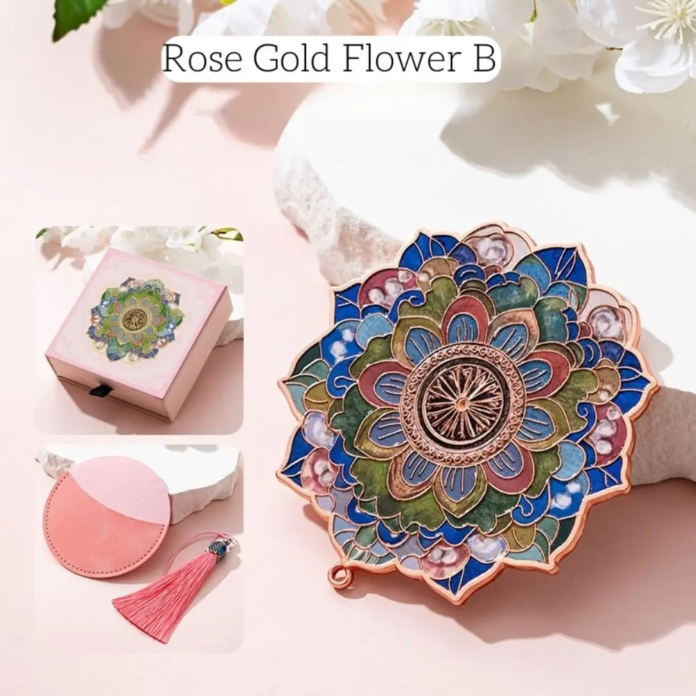 Mode prachtige Chinese stijl spiegel koper HD make-upspiegel kwastje ronde vorm 3D bloem make-up spiegel unisex