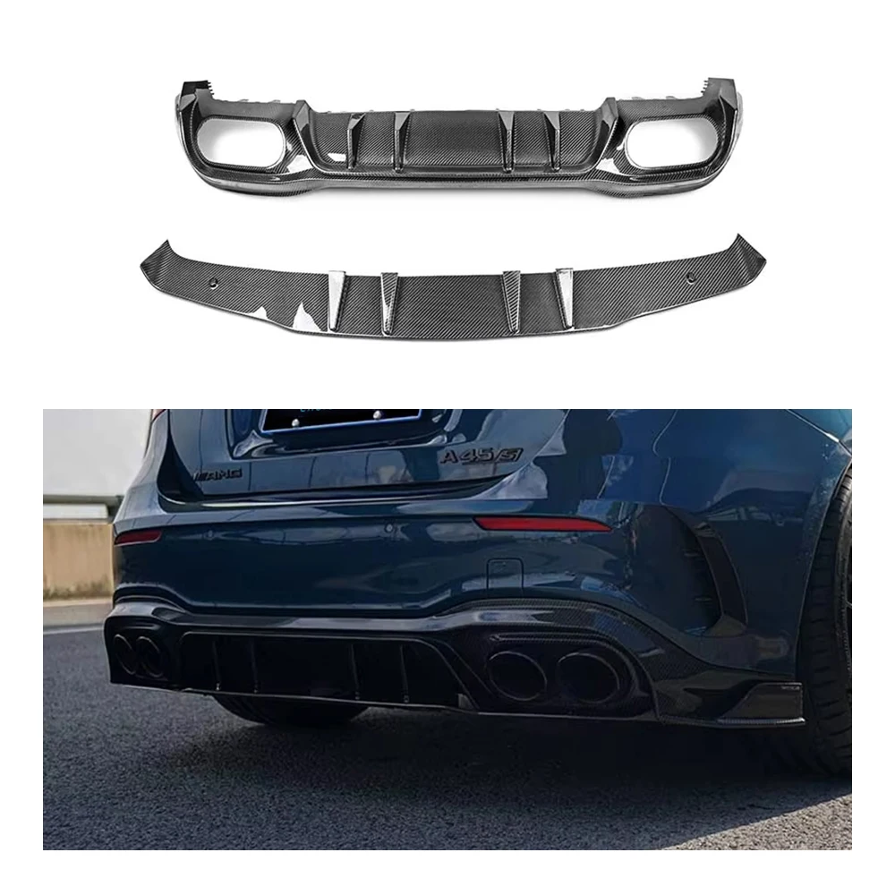 

New Dry Carbon Fiber Rear Diffuser Bumper Lip Spoiler for Mercedes Benz W177 Class Sport A35 A45s Hatchback Automotive