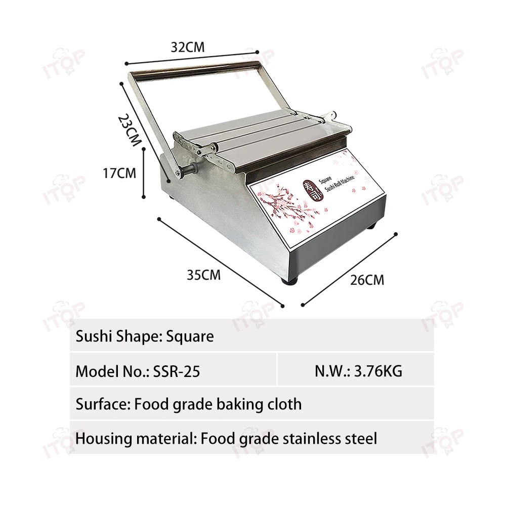 ITOP Commercial Sushi Roll Maker Sushi Making Machine Food Grade Material Sushi Forming Maker Sushi Roller Round/Square Shape