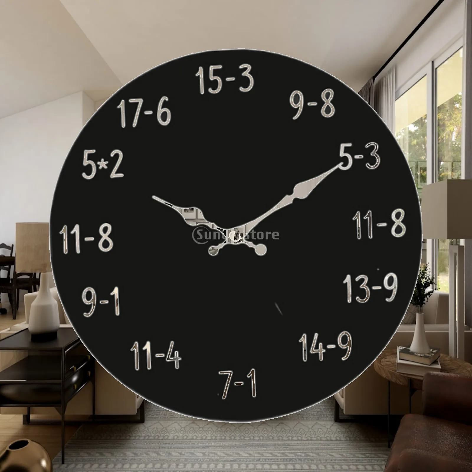Fun Math Wall Clock Blackboard Design Noiseless Decorative Clock Modern Round Art for Home Living Room