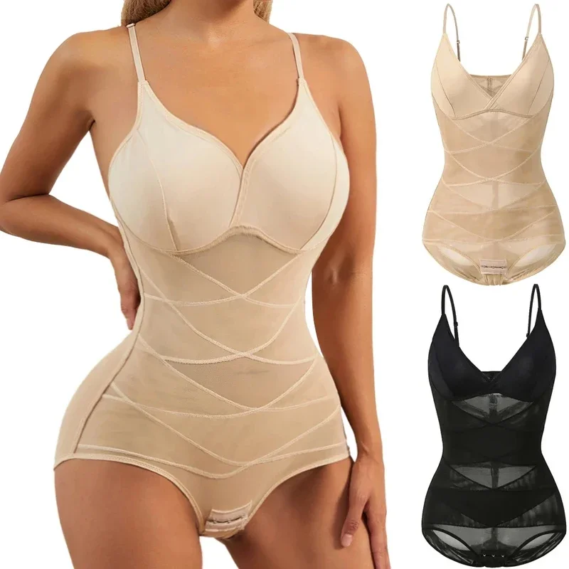 

Women Bodysuit Briefs Full Body Shaper Underwear Seamless Sexy Tummy Control Shapewear Mesh Slimming Flat Belly Underbust Corset