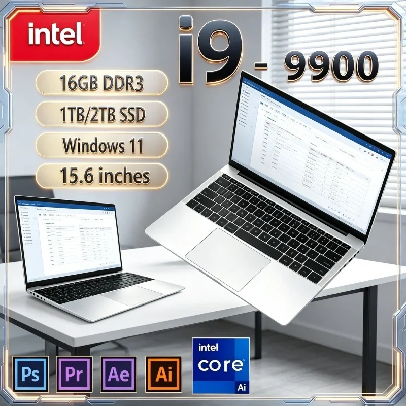 Hot 2026 New 15.6" Fast Response Premium Notebook i9‑9900 120Hz FHD IPS 16/32GB RAM 2TB SSD Win11 Office Laptop