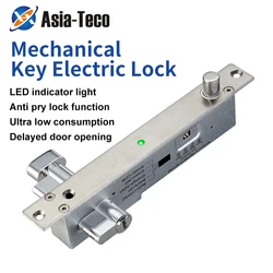 12V DC Fail Secure Electric Bolt Lock With Mort Cylinder Key Door Contact Access Control System Electric Drop Bolt Lock Mortise