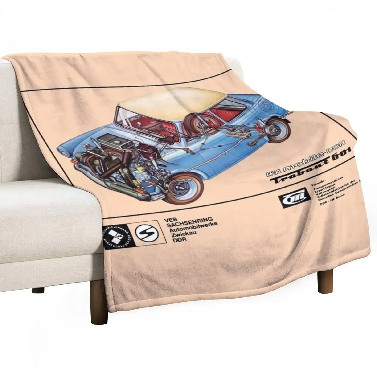 

TRABANT 601 Throw Blanket Retros Luxury Plaid Furry Blankets