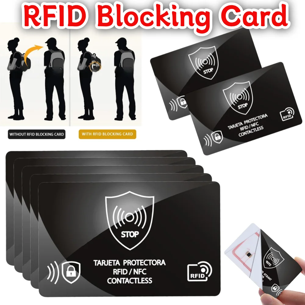 5/50PCS 울트라 얇은 RFID 차단 카드 NFC 직불 신용 카드 여권 보호기 차단기 세트 스마트 도난 방지 디자인 RFID 차단기
