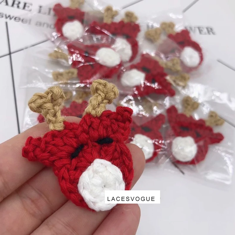 Christmas Crochet Knitted Cotton Stuff, DIY Patchwork, Handmade Needlework, Sewing Clothing Accessories,4cm, 20Pcs,202