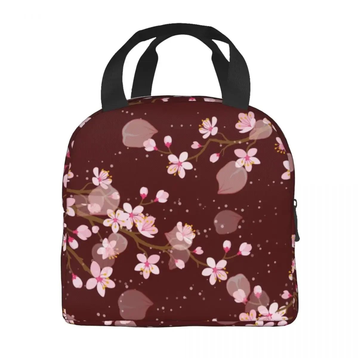 Pretty Japanese Cherry Blossom Floral Pattern Lunch Bag Men Women Cooler Thermal Insulated Lunch Boxes for Adult Office