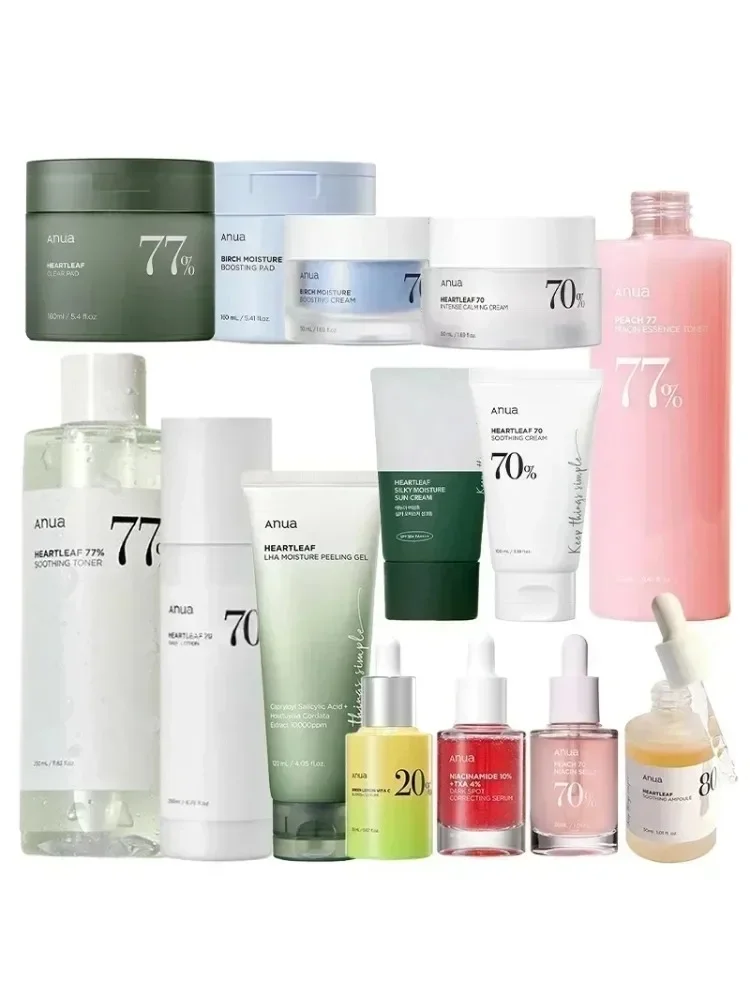 Korean Heartleaf Anua Anti-aging Essence Moisturizing Toner Emulsion Fade Fine Lines Deep Cleaning Facial Cleanser Skin Care Set
