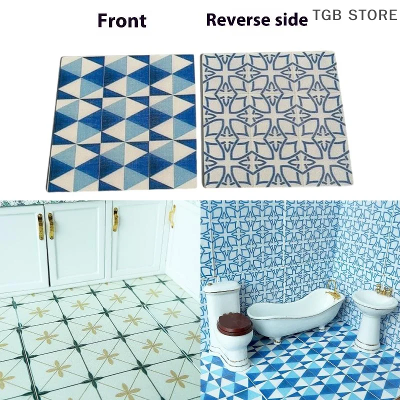 1 stks miniatuur vierkante houten vloer model 1:12 poppenhuis badkamer woonkamer decoratie speelgoed poppenhuis accessoires