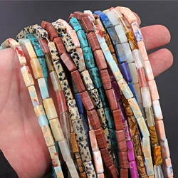 Natural Stone Quartz Crytsal Beads Rectangle Tube Tiger Eye Amazonite Agates Beads 4x13mm DIY Stone for Jewelry Making Supplies