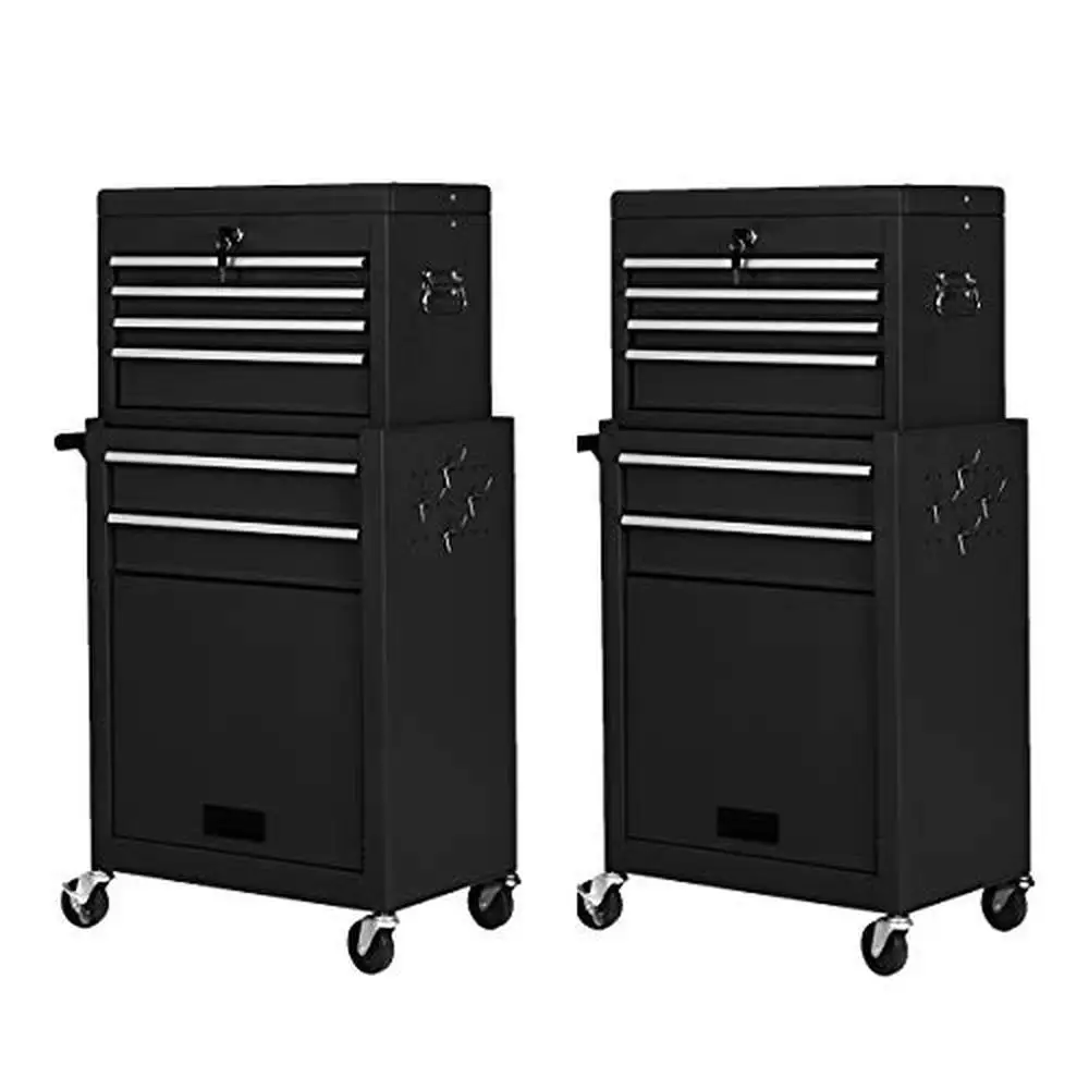 

6-Drawer Rolling Toolbox Set with 2 Universal Casters Portable Handle Lockable Cabinet Detachable Tool Storage Organizer Rust