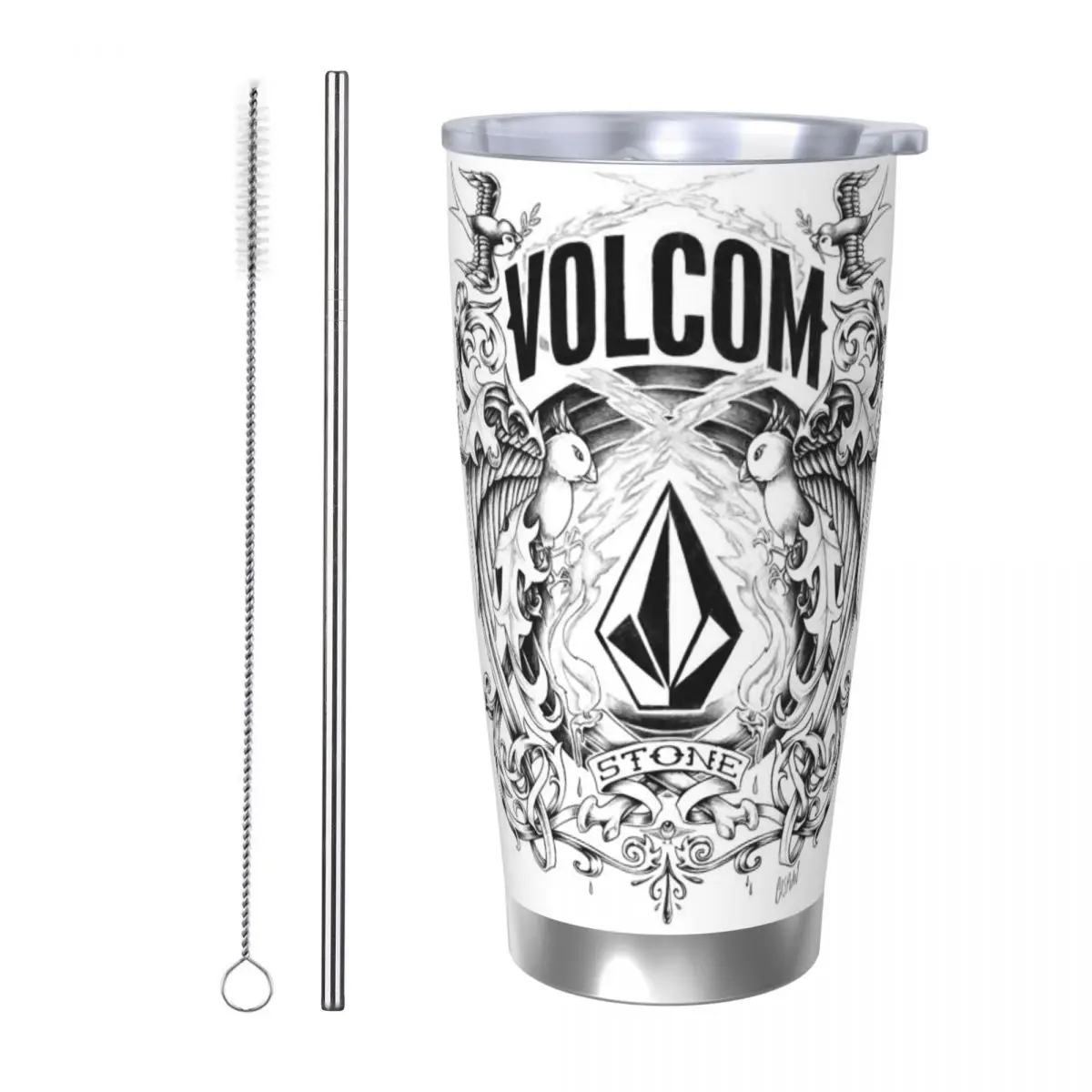 

Стакан из нержавеющей стали с логотипом V-Volcom, кружка с вакуумной изоляцией, термохолодная бутылка, соломинки с крышкой, 20 унций