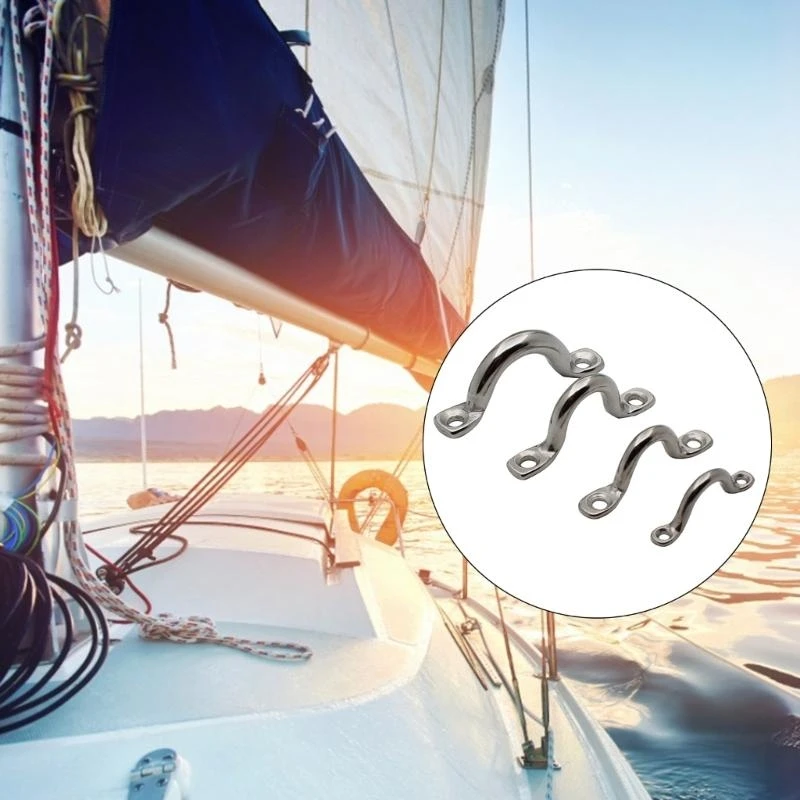 

A2UC Stainless Steel Bimini Boat Top Pad Eye Deck Loop Strap Tie Down Point Footman Loop Used for Kayak Canoe Rigging