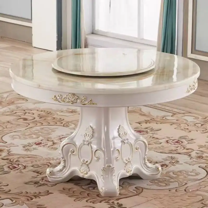 Decorations White Dining Table Gold Design Italian Living Room Round Dining Table Kitchen Marble Luxury Mesa Comedor Furniture