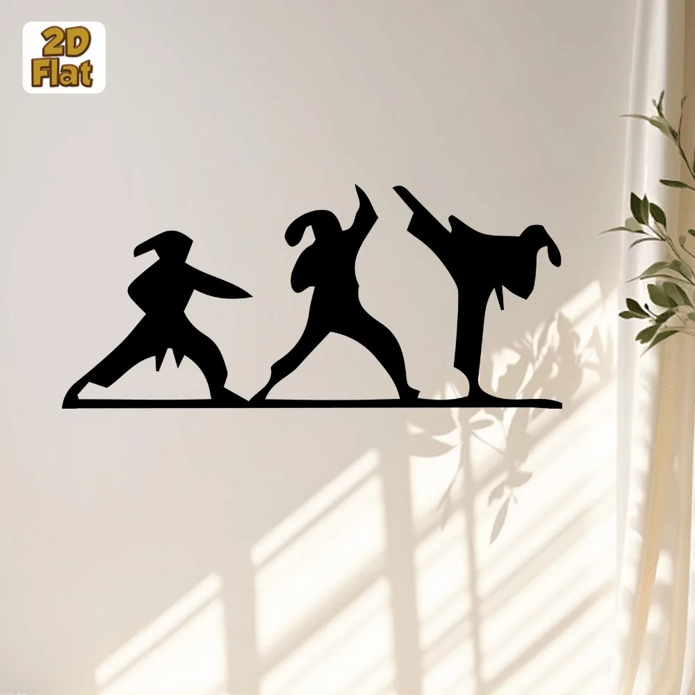 CIFBUY Metal Wall Art Taekwondo Iron Hanging Decor 2D Sculpture Martial For Home Office Indoor Outdoor Fence Rustic Accent