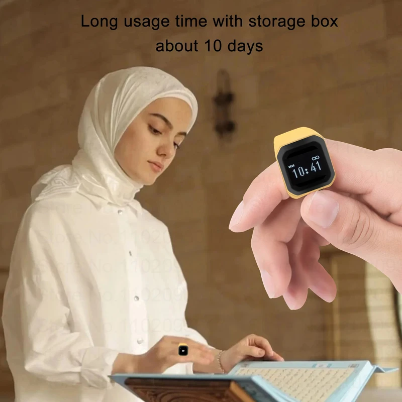 Bstwsh Zinc Alloy Tasbih Zikr Ring for Muslims Tasbeeh Digital Smart Counter 5 Prayer Time Reminder Bluetooth